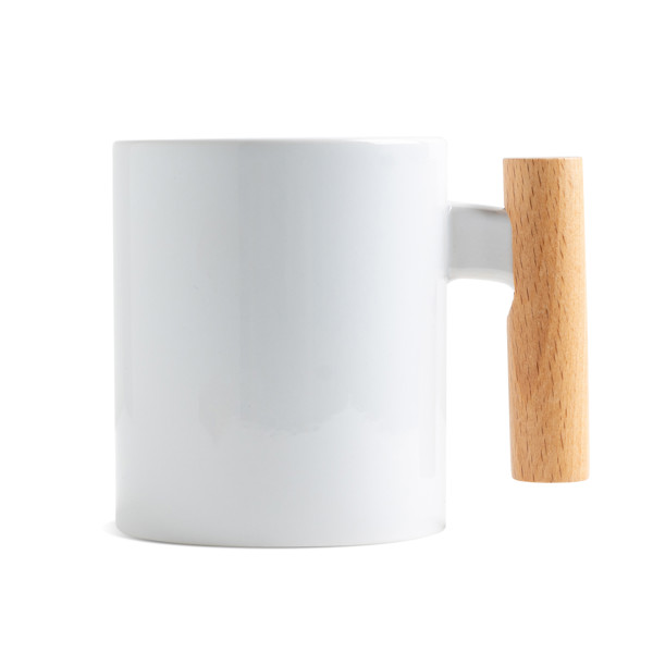 Caneca De Cerâmica Para Sublimação Com Asa Em Madeira
