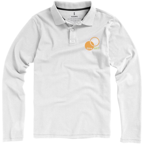 Oakville long sleeve men's polo - White / M