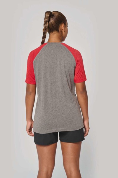 Adult Triblend Two-Tone Sports Short-Sleeved T-Shirt - Grey Heather / Sporty Royal Blue Heather / L