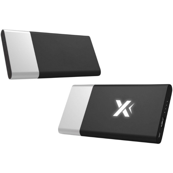 SCX.design P20 5000 mAh Powerbank mit Leuchtlogo - silber / weiss