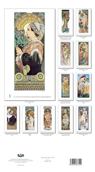 Nástenný Kalendár Alfons Mucha 2027