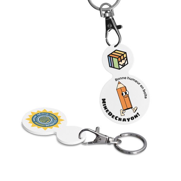 KEY HOLDER CARABINER WITH ROUND SHAPED TOKEN Ø35