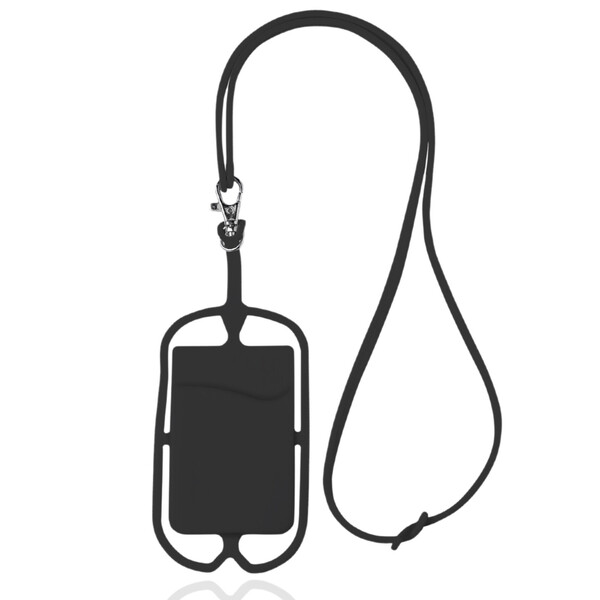 Silicone Lanyard, With Card Holder - Black / U