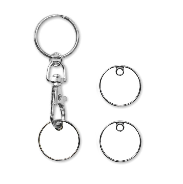 Token key chain with full colour aluminium sheet - €0.50 coin / Tissue paper wrapping