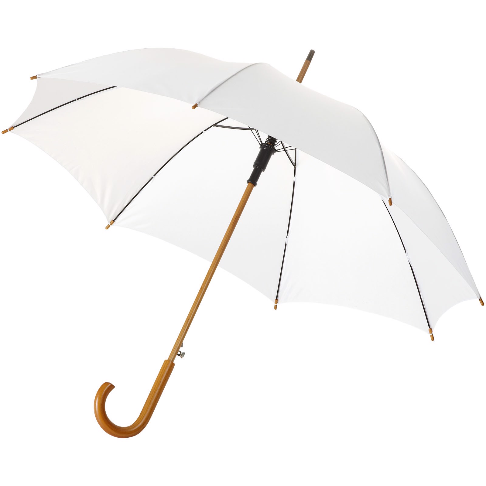 Kyle 23" auto open umbrella wooden shaft and handle - White