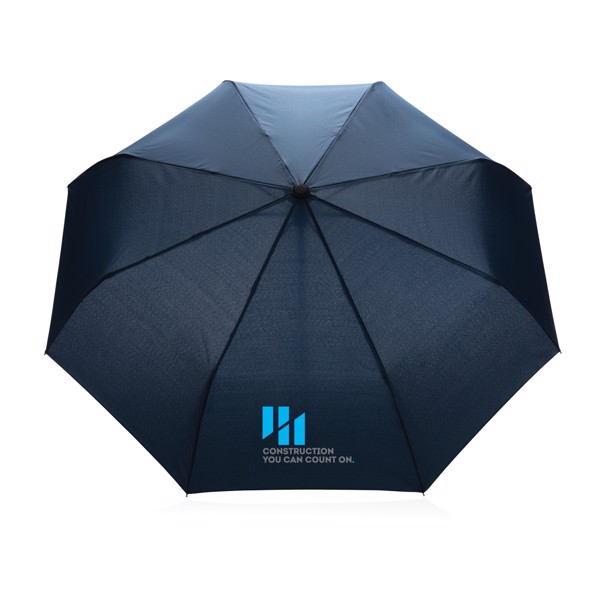 Parapluie 21" automatique rPET 190T et bambou Impact AWARE™ - Bleu Marine