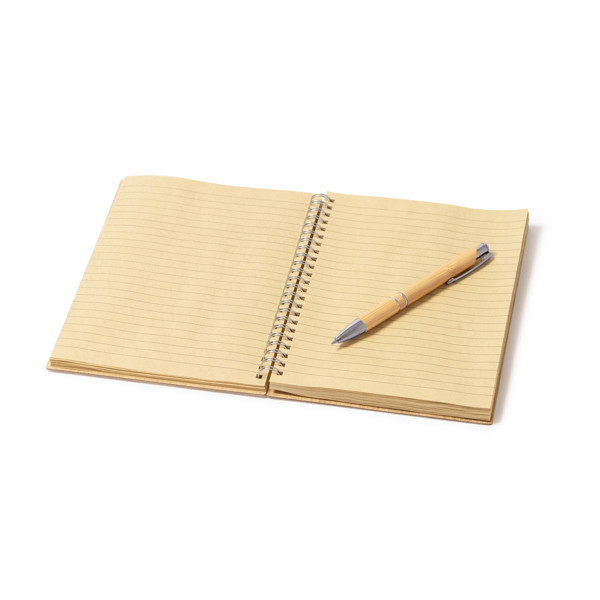 Personalised A5 bamboo notebook set with pen 80 sheets recycled paper