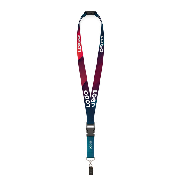 Detachable polyester sublimation lanyard - 15mm width / Bulldog clip / Safety breakaway