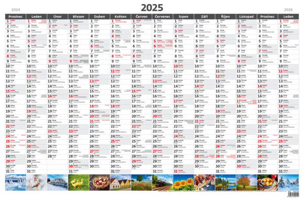 Nástěnný kalendář Plánovací roční mapa 2025 - obrázková