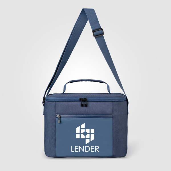 Sac City Pack 600D rPET isotherme à fermeture éclair - 10 L - Bleu marine / Sérigraphie