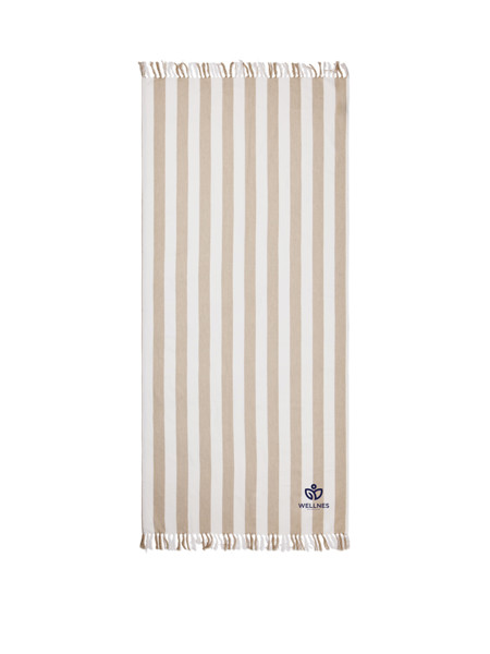 VINGA Ornos GRS katoenen hamamdoek - Beige / Wit