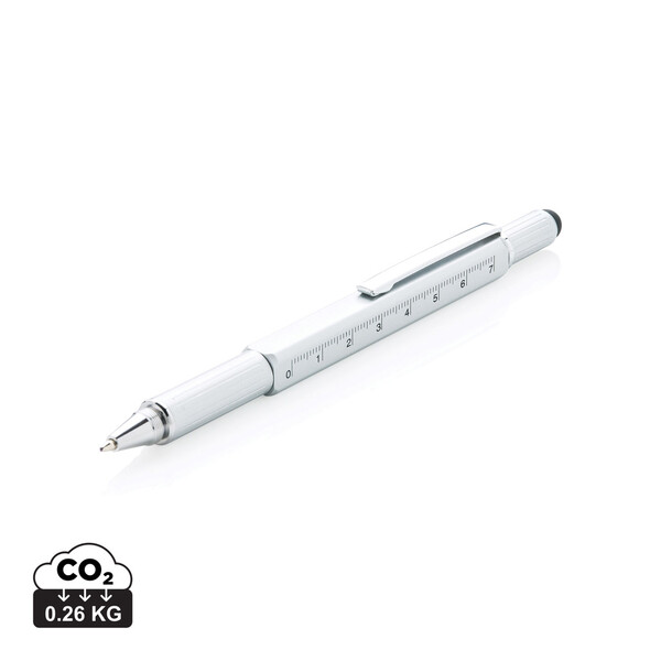 5-in-1 aluminium toolpen - Grijs