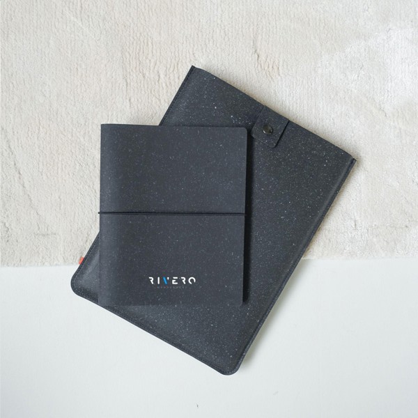 Recycled Leather Laptop Sleeve 14" - Black