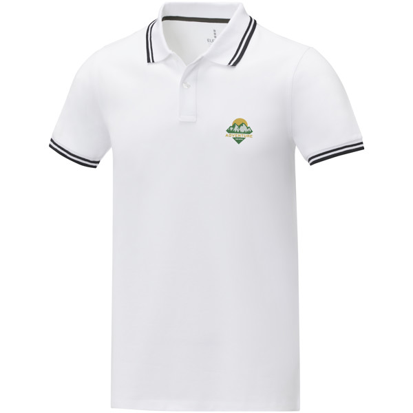 Polo de manga curta com friso para homem "Amarago" - Branco / 2XL