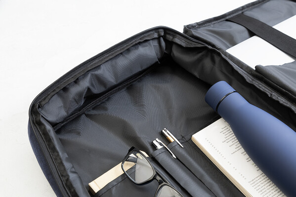 Sac à dos porte-documents en RPET Eaton - Bleu Foncé