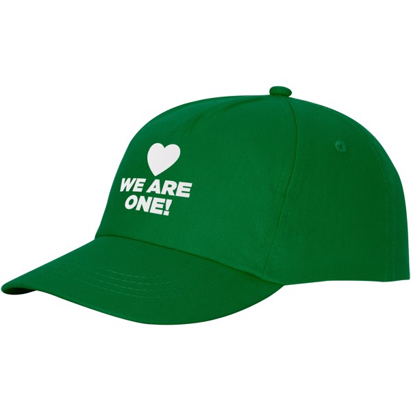 Boné de algodão 5 painéis com reforço e fecho aderente de 175 g/m² Feniks - Verde feto