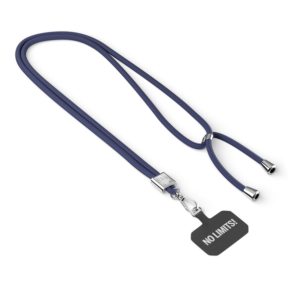 Crossbody, trendy 2-tone cord phone holder made of polyester - Midnight Blue / Silver accessories