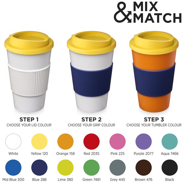 Copo térmico com pega de 350 ml Americano® - Branco / Cinzento