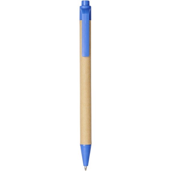 Stylo bille en carton recyclé et plastique de maïs Berk (encre noire) - Bleu