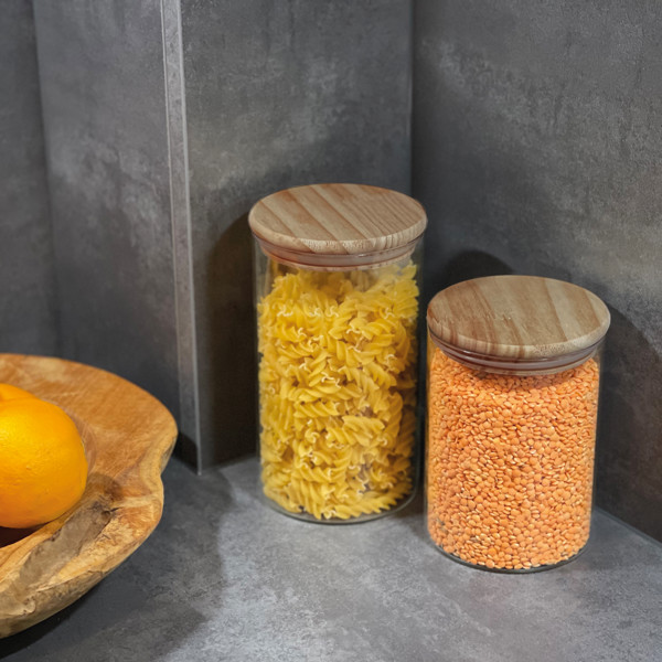 Borosilicate glass jar with bamboo lid, 700 ml TYMON - Transparent