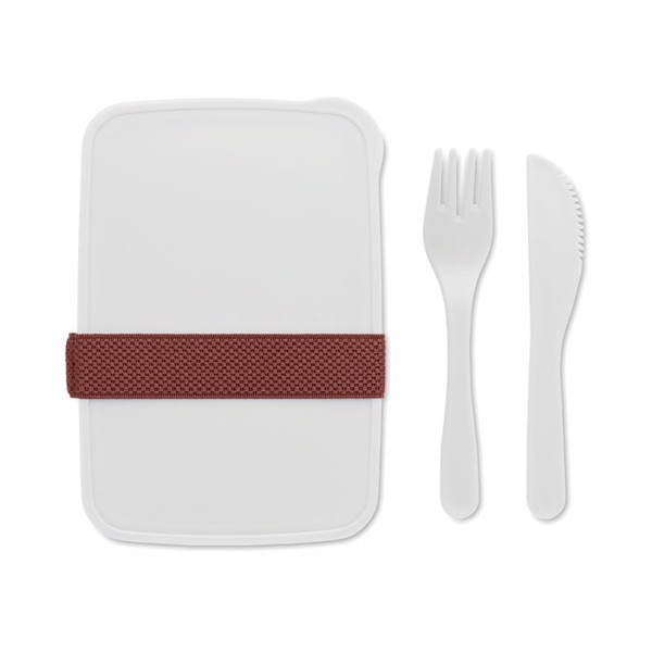 Lunch box with cutlery Sunday - White