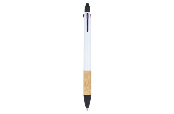 3-colour pen with bamboo grip - White