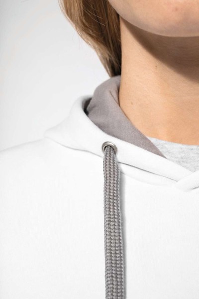 Ladies’ Contrast Hooded Sweatshirt - White / Fine Grey / XL
