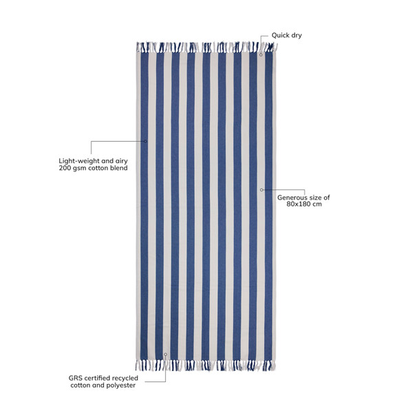 VINGA Serviette hammam GRS Ornos - Bleu / Blanc