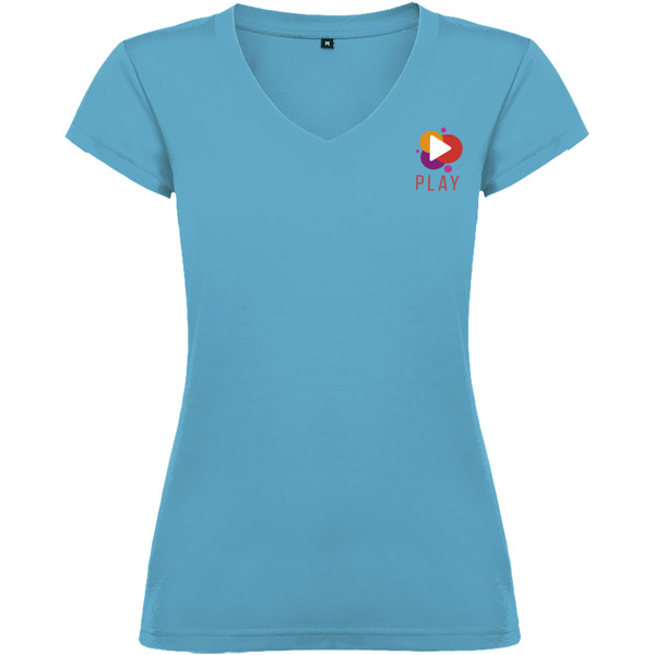 T-shirt a maniche corte con scollo a V da donna da 155 g/m² Victoria - Turchese / 3XL