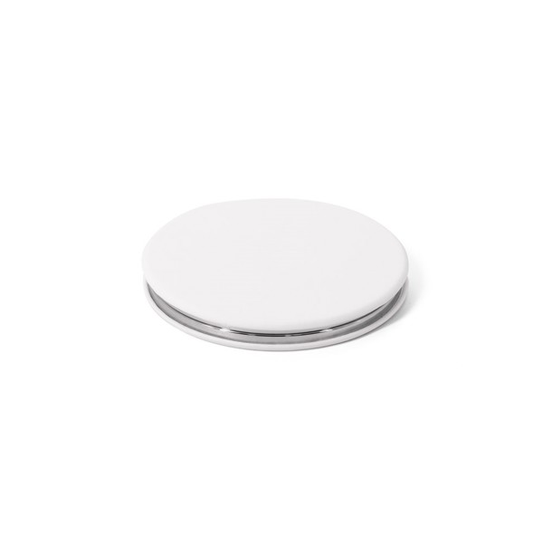 FREYA. Double-sided round mirror with matte PU exterior - White