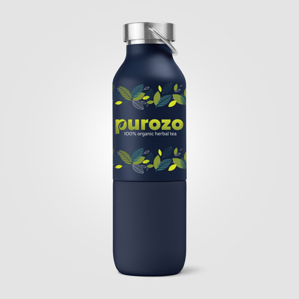 Freya Duo – 2-in-1 590 ml Double-Wall Recycled Stainless Steel Bottle with 325 ml Tumbler - Navy Blue / 4 Color inkjet