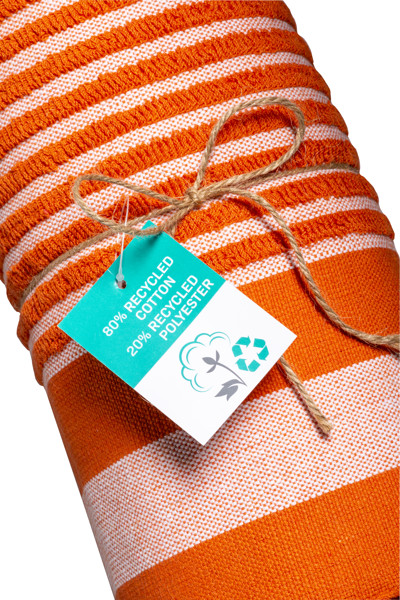 Recycled cotton beach towel, 350 g/m2, 90x170 cm - Orange