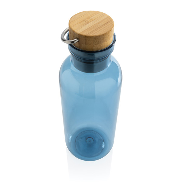 Bouteille 680ml en rPET RCS, couvercle en bambou - Bleu