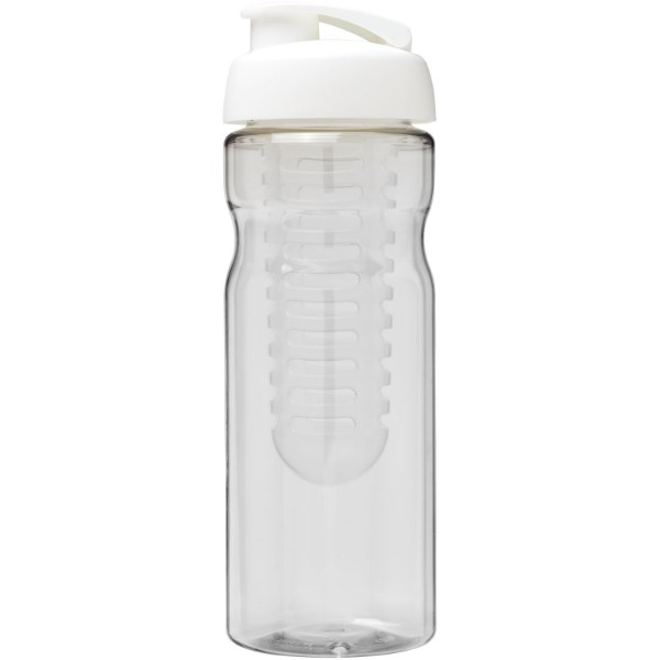 Garrafa desportiva e infusor com tampa Flip de 650 ml H2O Base® - Transparente / Branco