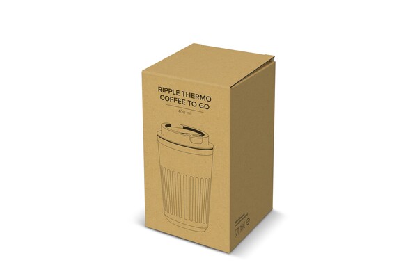 Thermos à café à emporter en acier inoxydable recyclé, 400 ml - Blanc