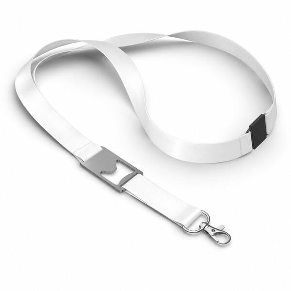 Cordino in poliestere sublimato con apribottiglie - 20mm Larghezza / Moschettone in metallo / Stacco di sicurezza