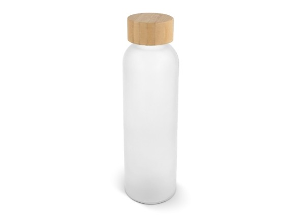 Water bottle glass &amp; bamboo 500ml - White