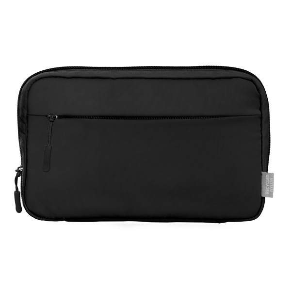 Mercer Recycled Nylon Dual-Pocket Organiser Pouch - 1.5L - Black / Heat transfer