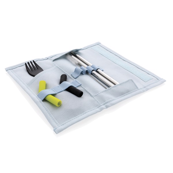 Set pailles 2 pcs et couverts Tierra - Bleu