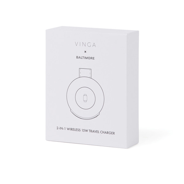 VINGA Baltimore RCS Chargeur de voyage sans fil 2-en-1 15W - Bleu Marine