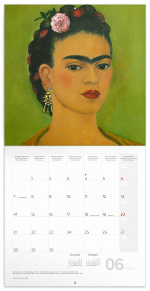Notique Poznámkový Kalendář Frida Kahlo 2027, 30 x 30 cm - Východní