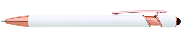 Ella Soft metal ballpoint pen, touch tip, blue ink - White