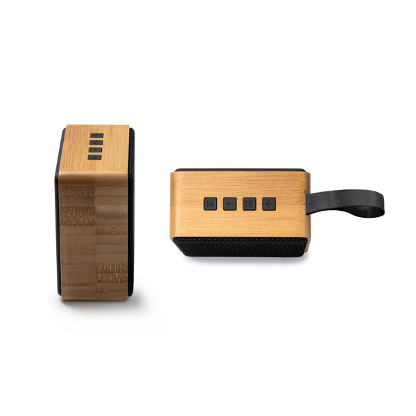Personalised wireless speaker in bamboo and RPET with hands-free function