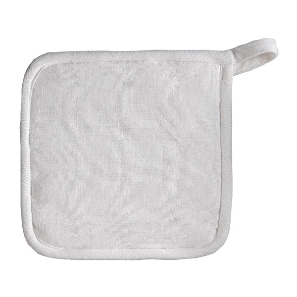 Držalo za lončke iz recikliranega bombaža 180x180 mm, zanka - Bela