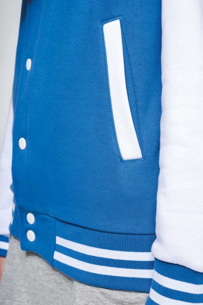 Unisex Teddy Fleece Jacket - Light Royal Blue / White / XS
