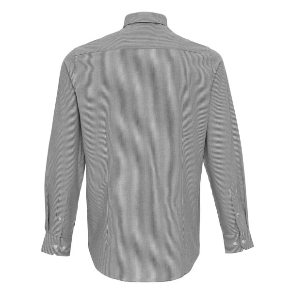 Men’S Cotton Rich Oxford Stripes Shirt - White / Grey / S