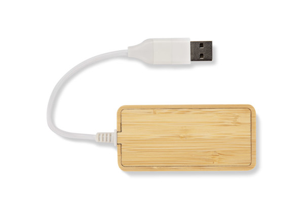 Bamboo splitter USB HUB with replaceable plug - RIVO