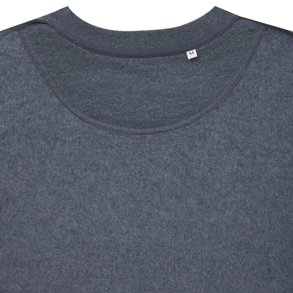 Pull à col rond en coton recyclé non teinté Iqoniq Denali - Heather Navy / XXL