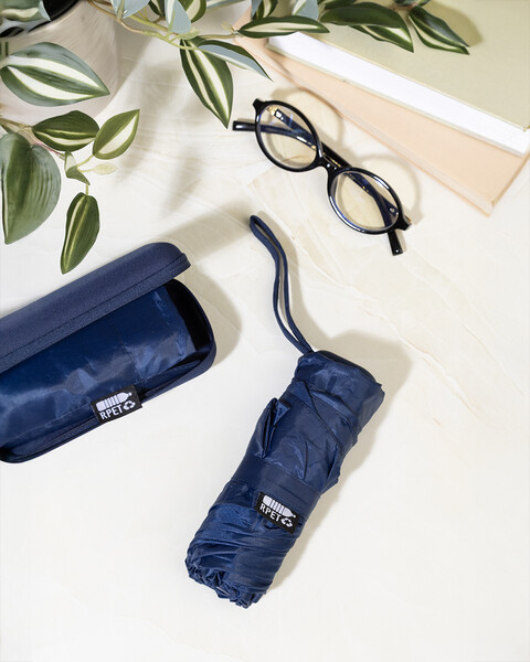 Mini parapluie en RPET Fractus - Bleu Foncé