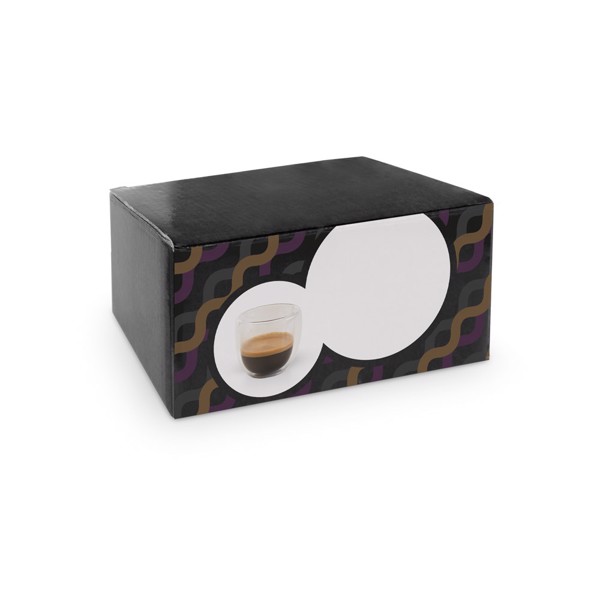EXPRESSO. Set à café en verre borosilicaté avec 2 verres